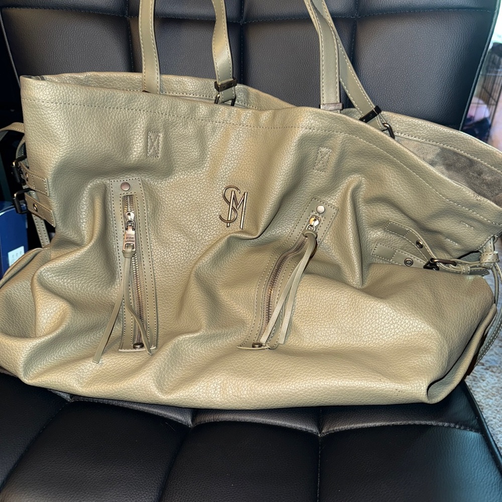 Steve Madden Olive Green Leather Tote Bag